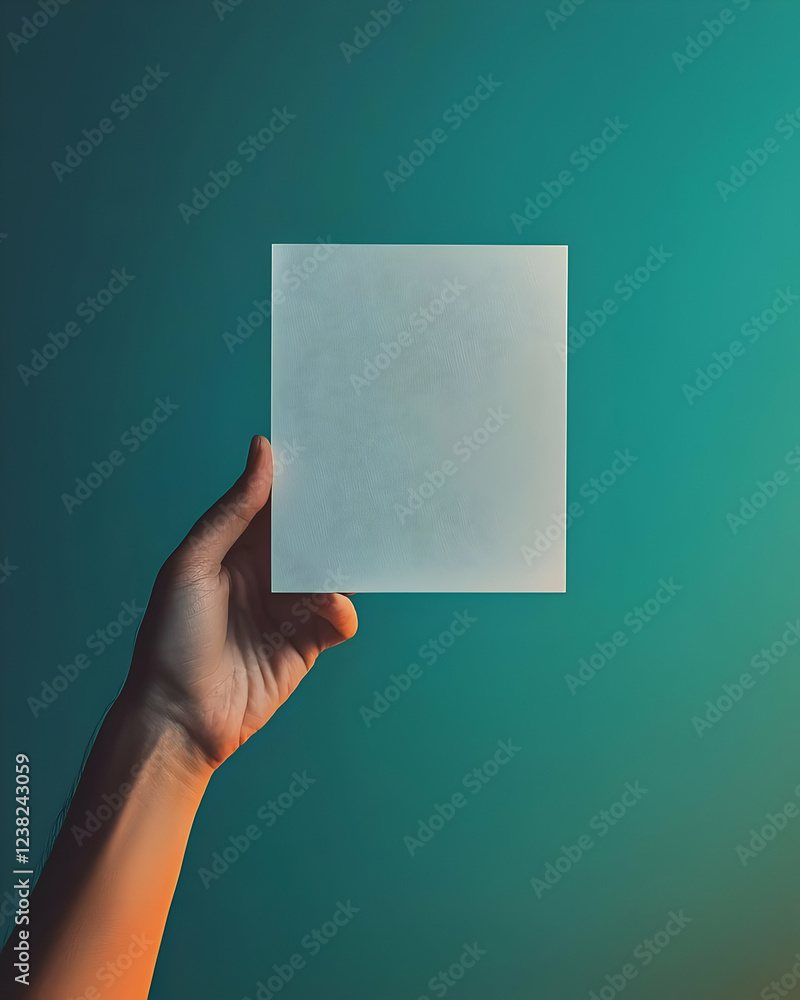Holding Blank Card, Simple Minimalist Design Mockup, Clean Background Holding Blank Card, Simple Minimalist Design Mockup, Clean Background