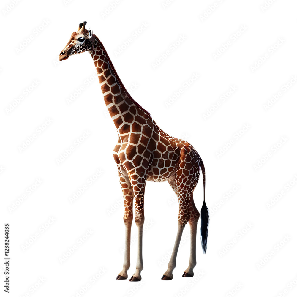 Naklejka premium A playful giraffe PNG with an empty background - Giraffe PNG - Transparent background giraffe image 