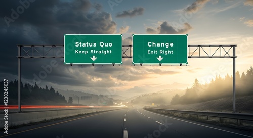 Highway Crossroads Status Quo Vs Change Decision Image photo