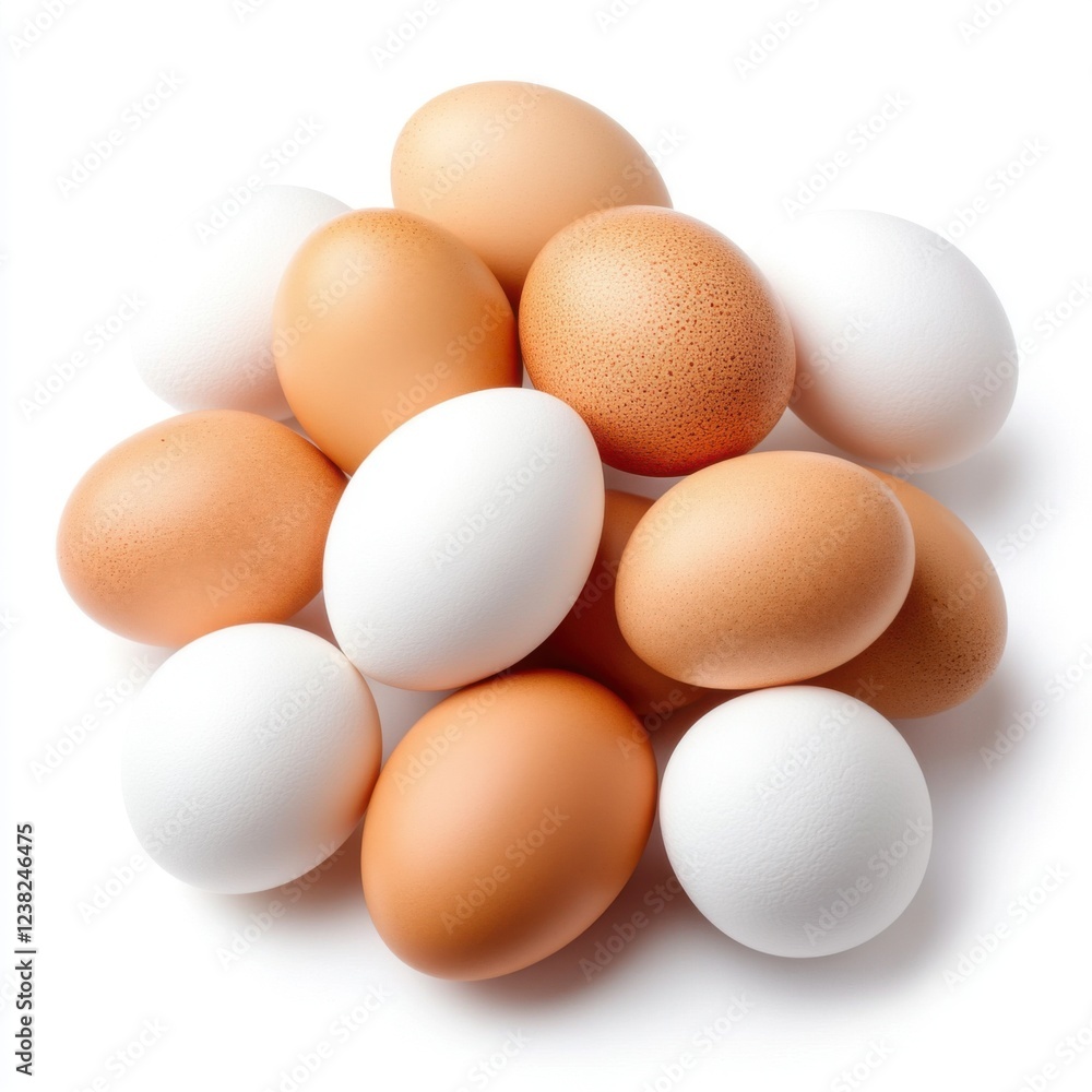 Fresh and Natural Eggs in Various Colors Arranged Aesthetically on a Bright Background Fresh and Natural Eggs in Various Colors Arranged Aesthetically on a Bright Background