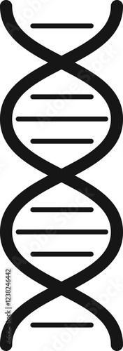 Simple black and white dna helix icon representing genetic code, genome sequencing, and biological inheritance, ideal for scientific or medical publications