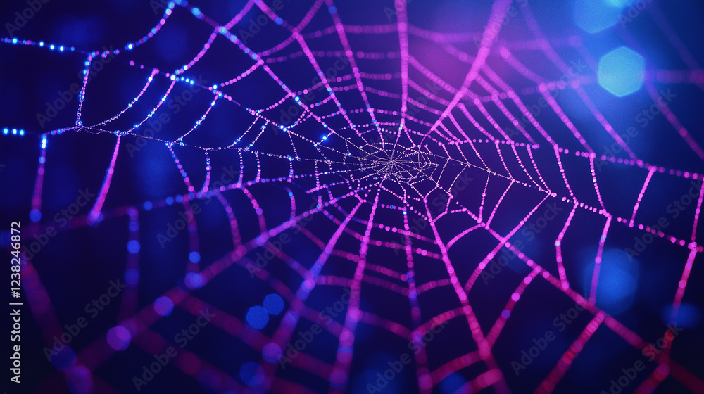 Obraz premium Abstract artistic representation of glowing neon lines forming an intricate geometric web