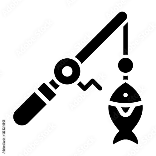 Fishing Glyph Icon Design