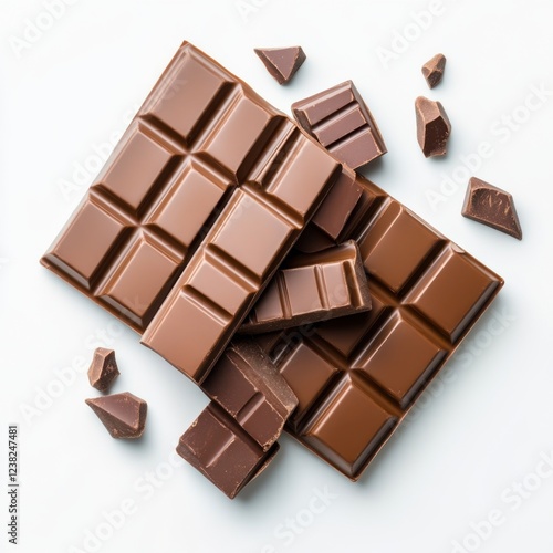Delicious Chocolate Bars With Broken Pieces On White Surface Ready For Creative Culinary Photography