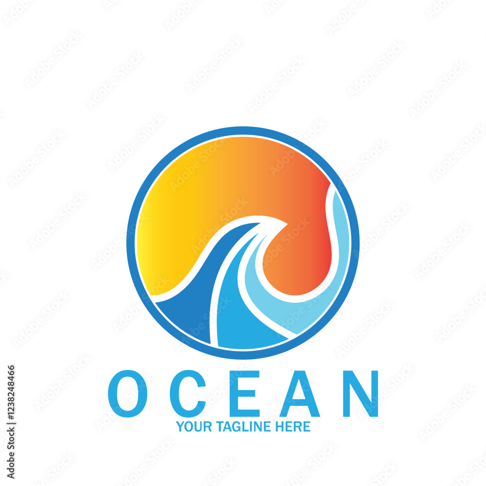 ocean wave sun vector logo icon vector illustration template design ocean wave sun vector logo icon vector illustration template design