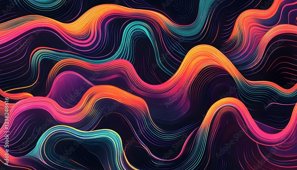 Fototapeta premium Abstract Colorful Wavy Lines Digital Art