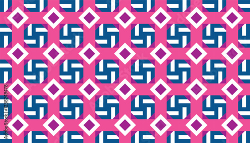 A repeating pattern with a distinct, slightly retro geometric aesthetic. The standout element is the stylish square shape with a segmented design