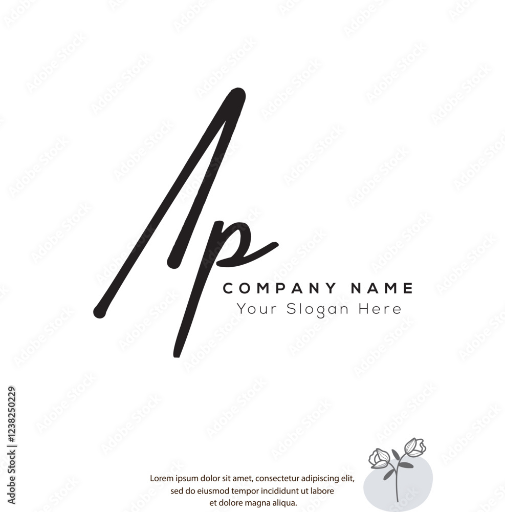 Obraz premium A P AP Initial letter handwriting and signature logo. Beauty vector initial logo .Fashion, boutique, floral and botanical