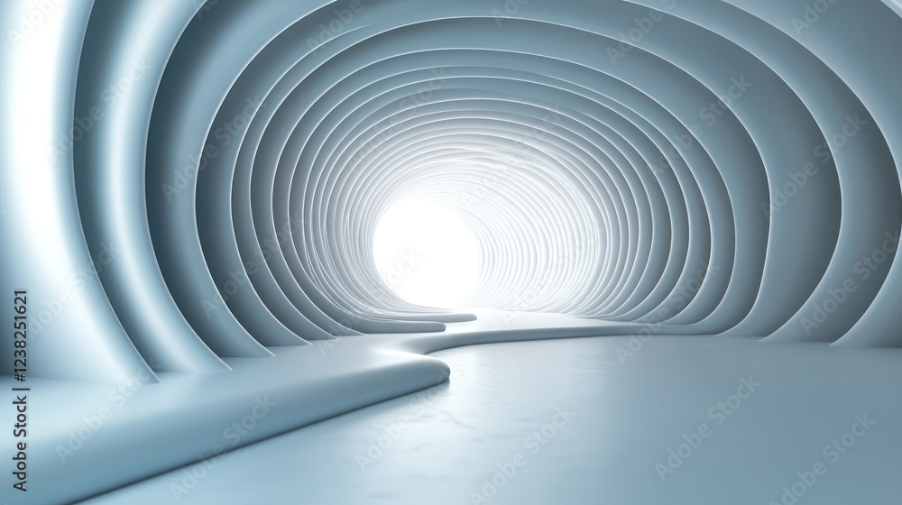 Naklejka premium Futuristic tunnel, light at end, abstract design, pathway