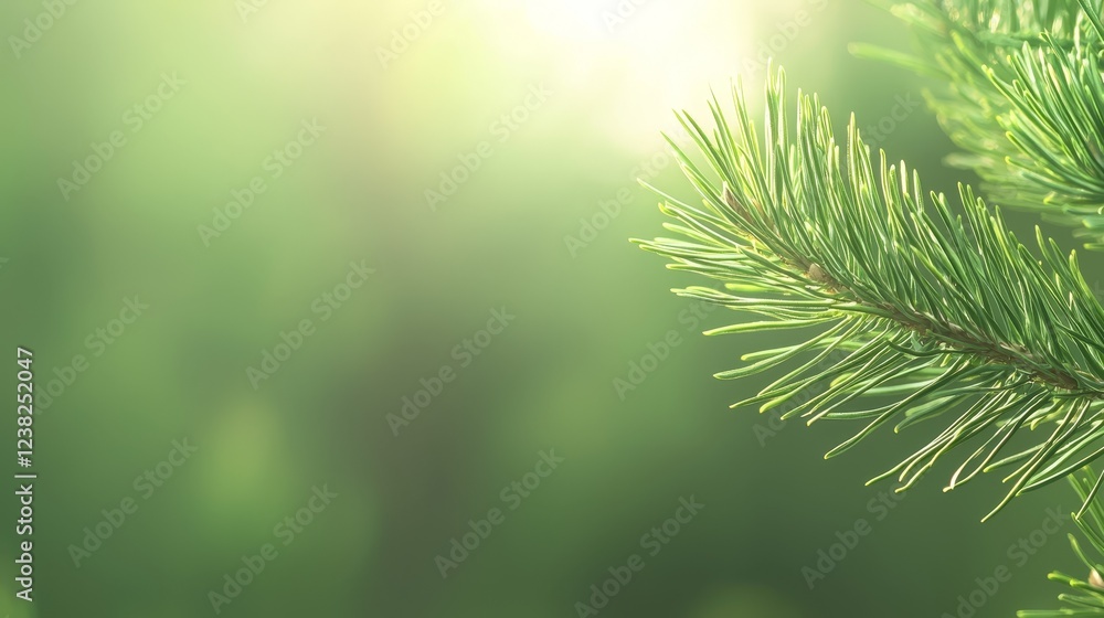 Closeup, majestic pine tree branch with detailed needles and natural texture closeup Closeup, majestic pine tree branch with detailed needles and natural texture closeup