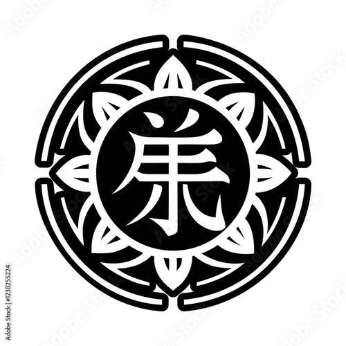 Japanese happiness symbol icon in glyph style