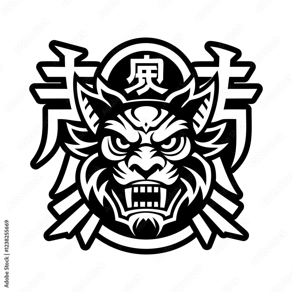 Japanese mask symbol icon in filled style Japanese mask symbol icon in filled style