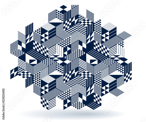 Isometric 3D cubes vector abstract background, geometric abstraction art modern architecture city buildings theme, cubic shapes and forms composition lowpoly style.