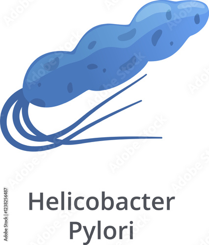 Helicobacter Pylori bacteria moving with flagella, causing stomach ulcer and gastritis, responsible for peptic ulcer disease, a common type of bacteria living in digestive tract