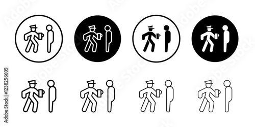 Police officer giving fine icon Vector logo outline