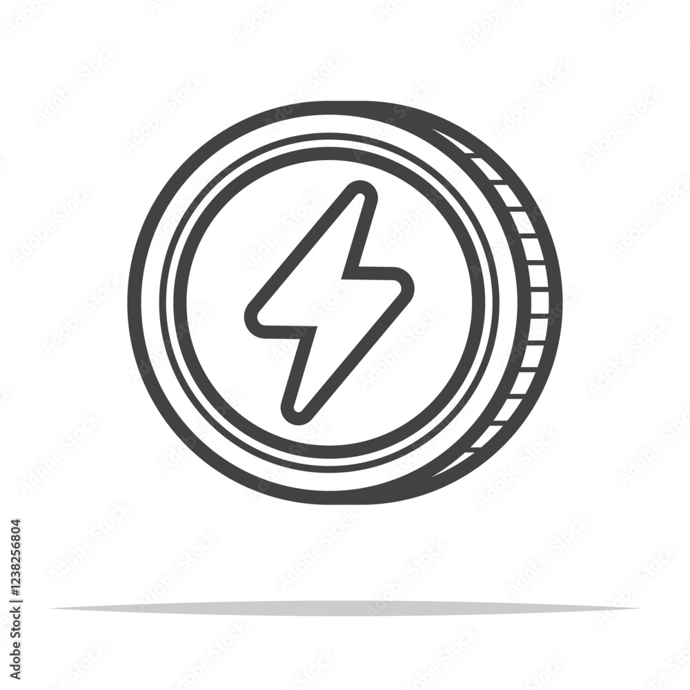 Energy token coin outline icon transparent vector isolated Energy token coin outline icon transparent vector isolated