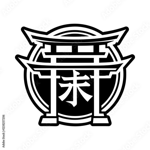 Japanese torii gate icon in glyph style