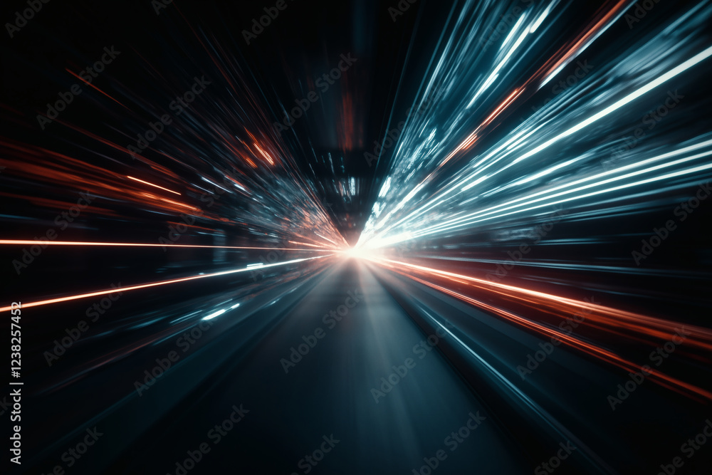 Obraz premium High-speed night journey through city lights.
