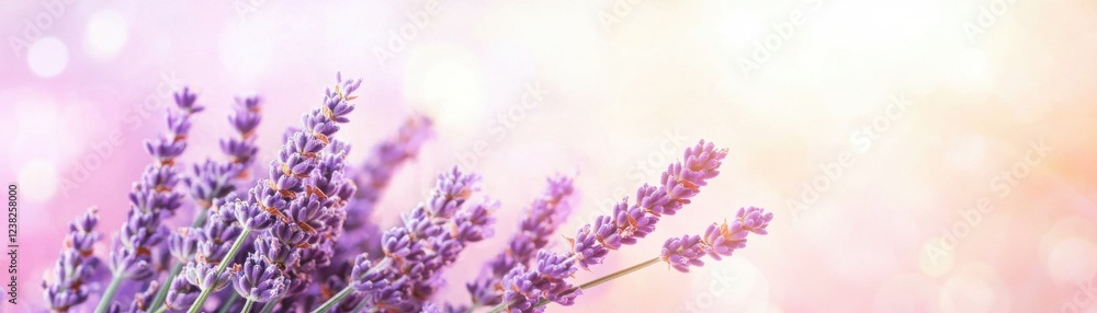 Obraz premium A beautiful close-up of lavender flowers in soft pastel hues, showcasing nature's calming elegance and charm.