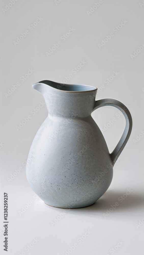 minimalist and modern ceramic pitcher with a matte finish. The pitcher is light gray in color, with a smooth, slightly speckled texture. minimalist and modern ceramic pitcher with a matte finish. The pitcher is light gray in color, with a smooth, slightly speckled texture.