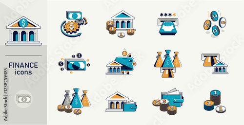 Financial icons vector set,...