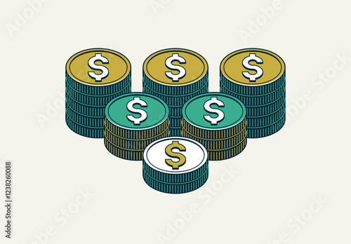 Coin pile vector, stack of ...