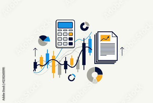 Abstract statistics infographics vector, market trade diagrams and charts, data analysis report, presentation.
