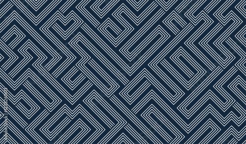 labyrinth maze endless abstract background, vector seamless pattern of a logic game with angular lines, continuous geometrical wallpaper.