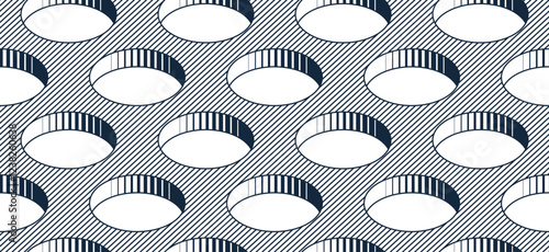 Perforated surface seamless pattern, vector 3D holes tiling wallpaper, abstract background with regular round holes.