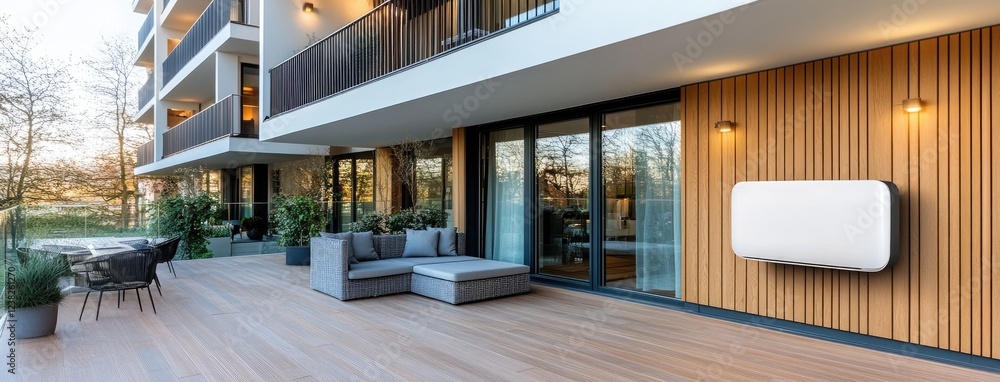 High-resolution view of photovoltaic panels, a solar home system, and a control screen showcasing energy management in a modern interior High-resolution view of photovoltaic panels, a solar home system, and a control screen showcasing energy management in a modern interior
