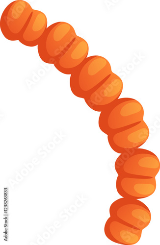 Streptococcus pneumoniae bacteria forming a curved chain, a common cause of pneumonia and other respiratory infections, highlighted on a white background