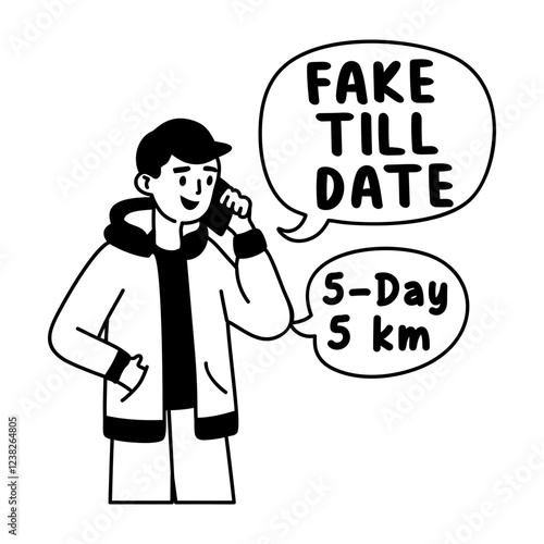 A glyph sticker of a character with fake till date typography 