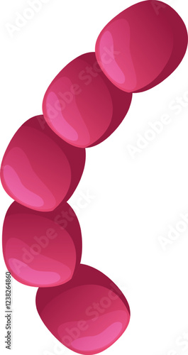 Streptococcus bacteria are forming characteristic curved chains, a typical arrangement for these gram positive microorganisms known for causing a variety of infections and diseases