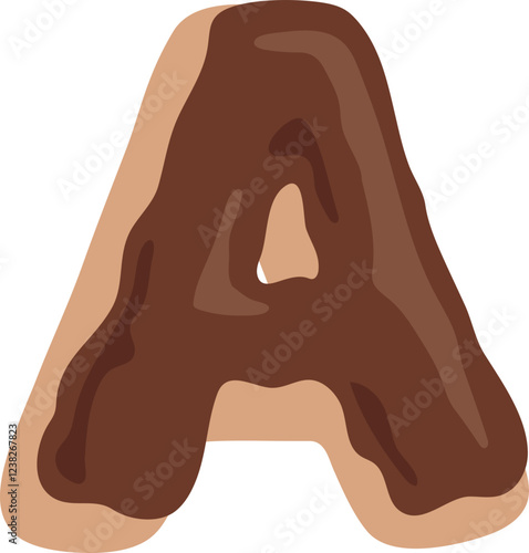 Chocolate Dipped Donut Alphabet A Dessert Vector
