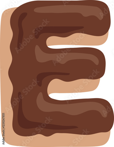 Chocolate Dipped Donut Alphabet E Dessert Vector