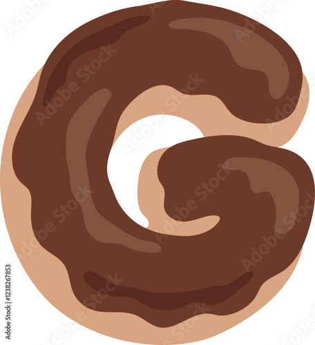 Chocolate Dipped Donut Alphabet G Dessert Vector
