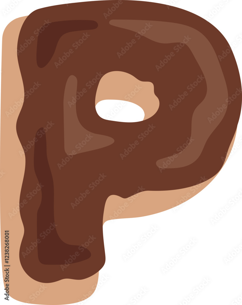 Chocolate Dipped Donut Alphabet P Dessert Vector Chocolate Dipped Donut Alphabet P Dessert Vector