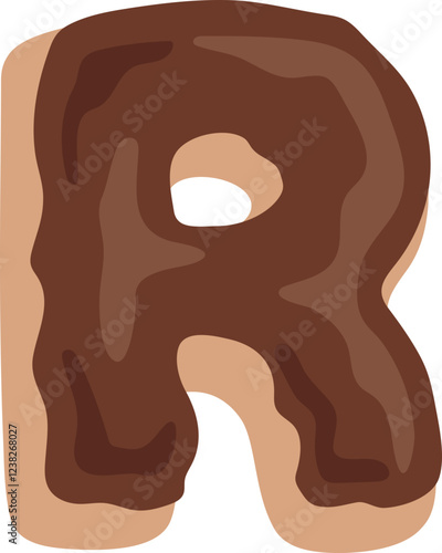 Chocolate Dipped Donut Alphabet R Dessert Vector
