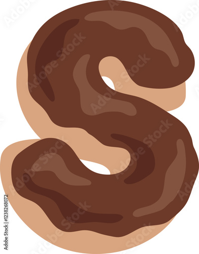 Chocolate Dipped Donut Alphabet S Dessert Vector