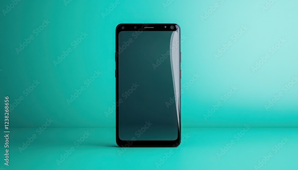 Blank,smartphone,front,mockup,soft,teal,background,perfect,8K,clarity, Blank,smartphone,front,mockup,soft,teal,background,perfect,8K,clarity,