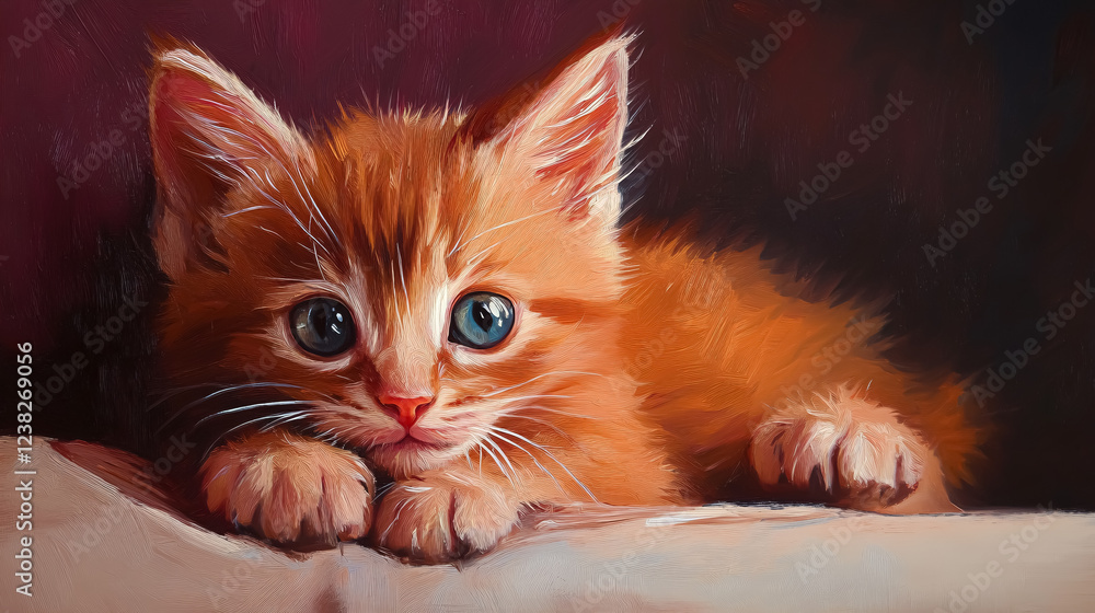 A playful red kitten.