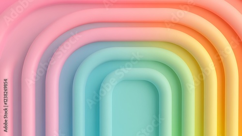 Colorful Abstract Background with Soft Curved Arches in Pastel Shades for Modern Design Projects