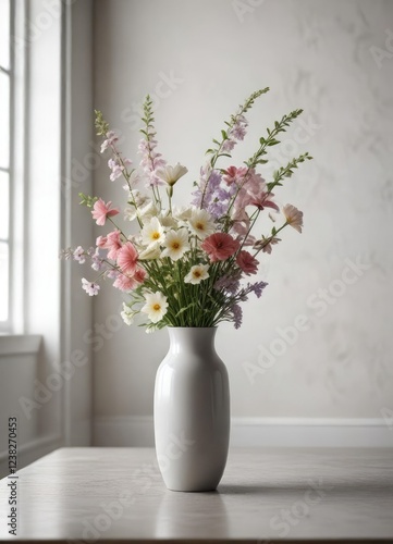 Wallpaper Mural Soft focus of a vase with fresh flowers in a minimalist room , elegance, minimalism, home Torontodigital.ca