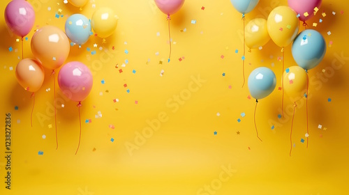 colorful balloons on a yellow background