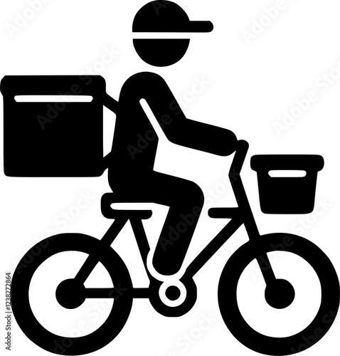 stick man bike delivery, food delivery sign, symbol, vector, art