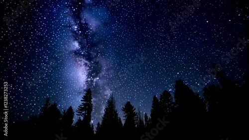 Milky Way over Forest Silhouettes at Night