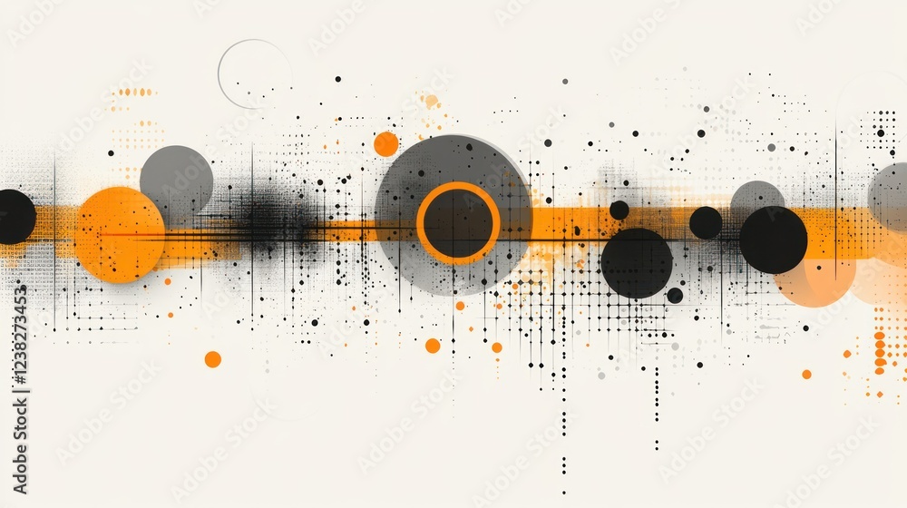 Fototapeta premium Abstract tech circles, data flow, white background, website banner