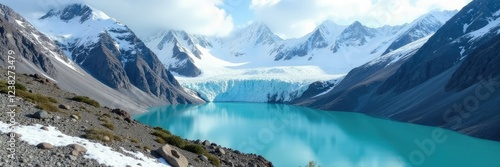 Wallpaper Mural Glacier and moraine-encrusted valley with turquoise lake, snow, landscape Torontodigital.ca