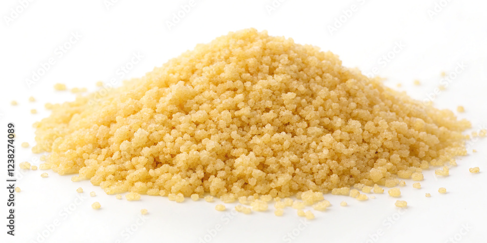 Fluffy Pile of Couscous Isolated on a Clean White Background for Culinary Use Fluffy Pile of Couscous Isolated on a Clean White Background for Culinary Use