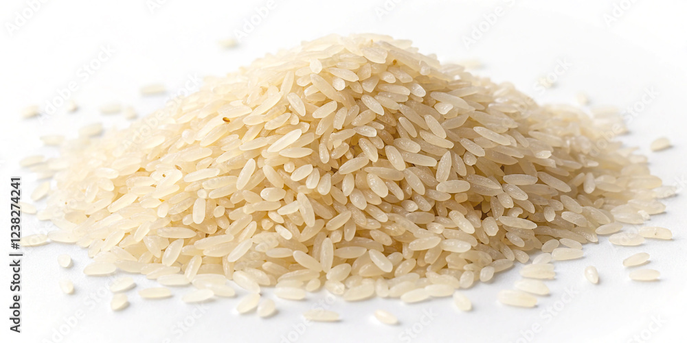 Generous Pile of White Rice Isolated on a Clean White Background for Culinary Use Generous Pile of White Rice Isolated on a Clean White Background for Culinary Use